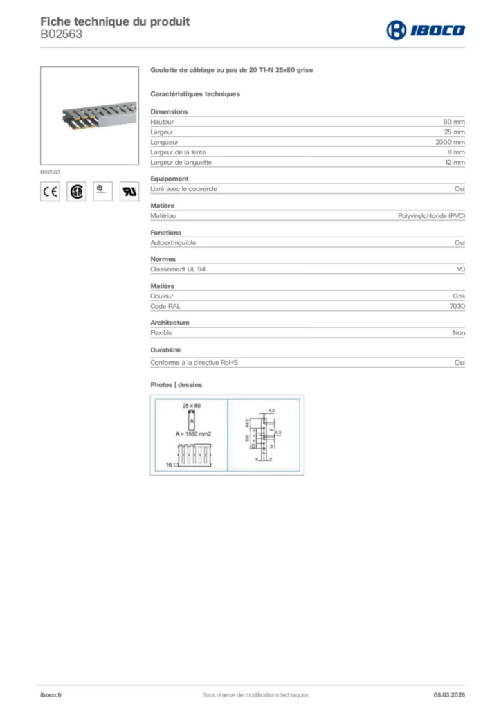 Image Iboco Fiche technique du produit B02563 | Hager France