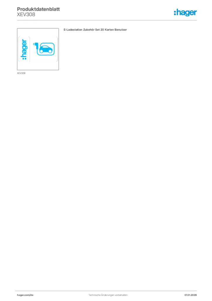 Bild Hager Produktdatenblatt XEV308 | Hager Deutschland