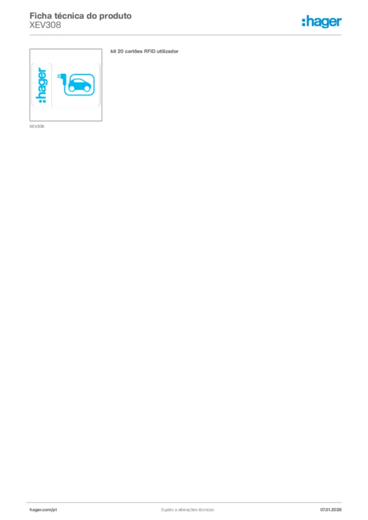 Imagem Hager Ficha técnica do produto XEV308 | Hager Portugal