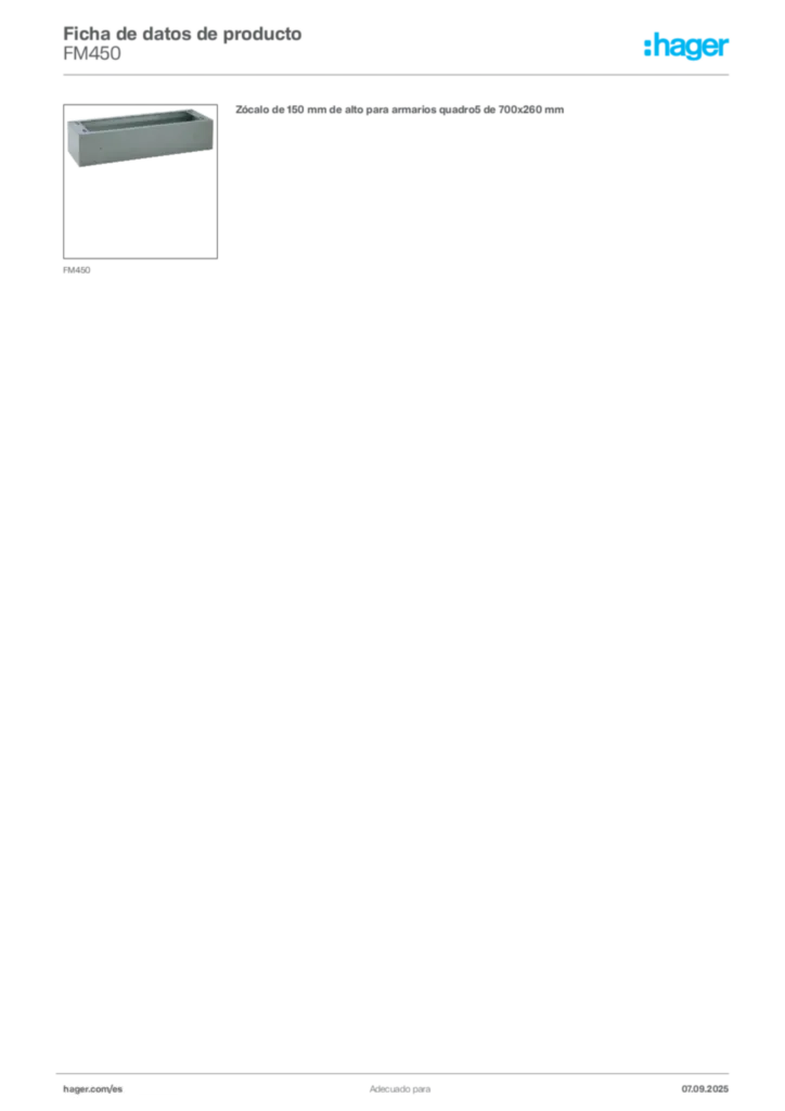 Imagen Hager Ficha de datos de producto FM450 | Hager España