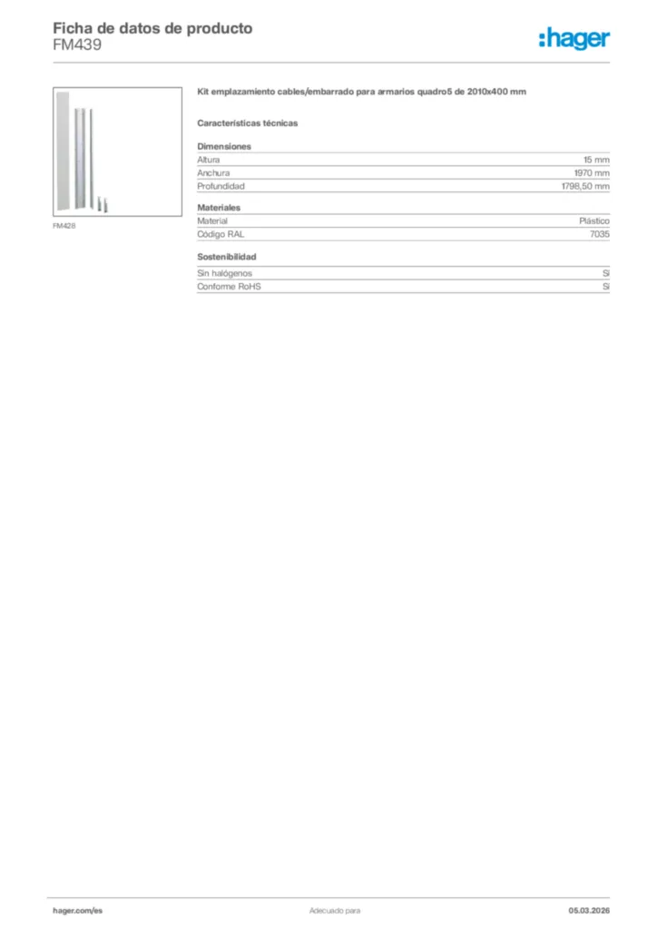 Imagen Hager Ficha de datos de producto FM439 | Hager España