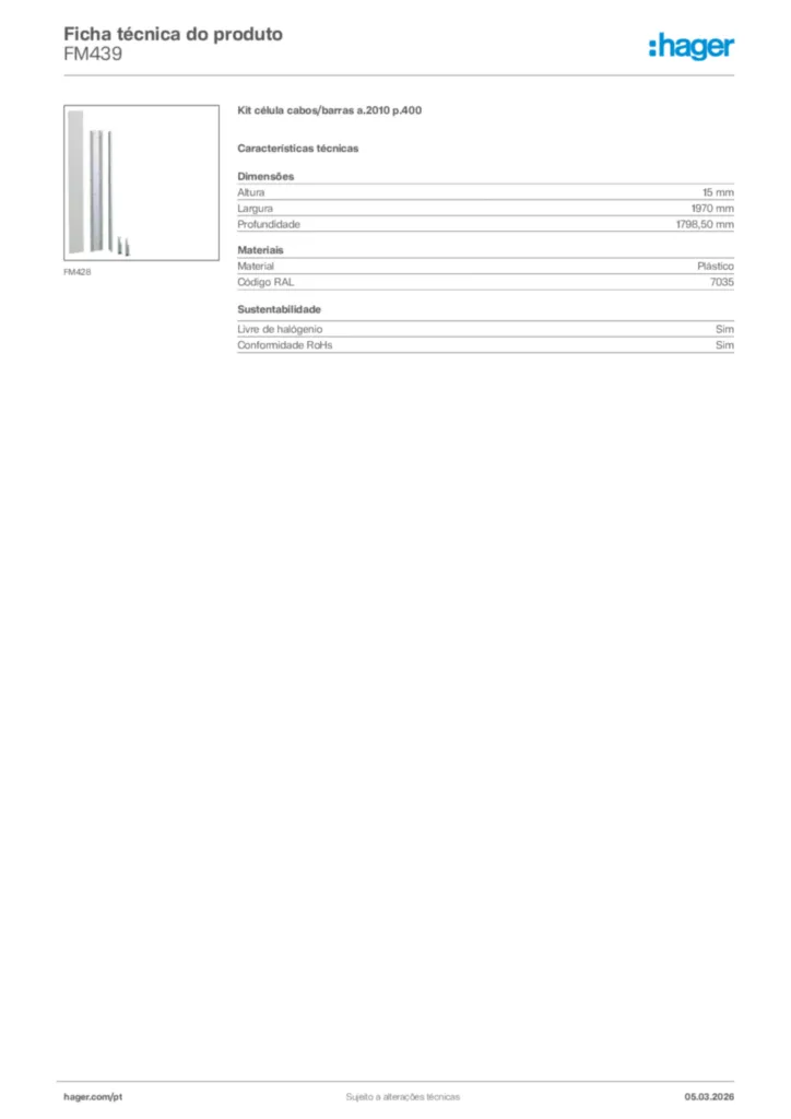 Imagem Hager Ficha técnica do produto FM439 | Hager Portugal