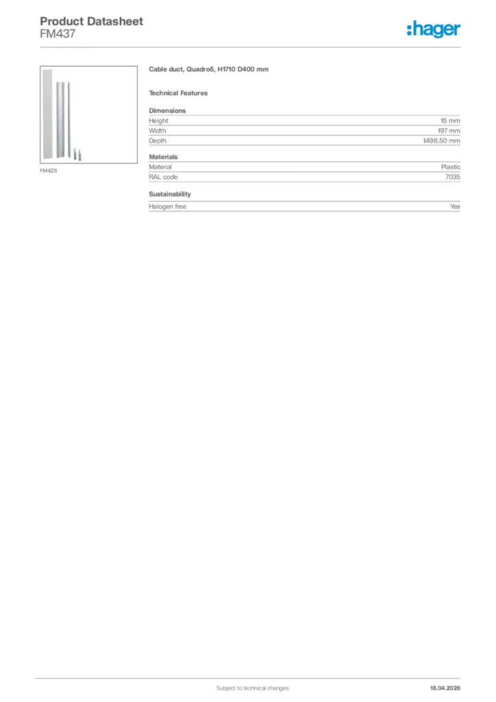 Image Hager Product data sheet FM437  | Hager Africa