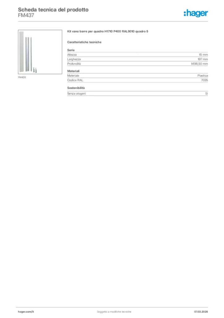 Immagine Hager Scheda tecnica del prodotto FM437 | Hager Italia