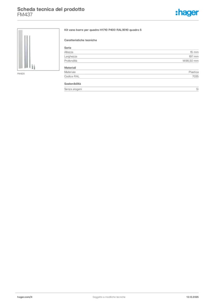 Immagine Hager Scheda tecnica del prodotto FM437 | Hager Italia
