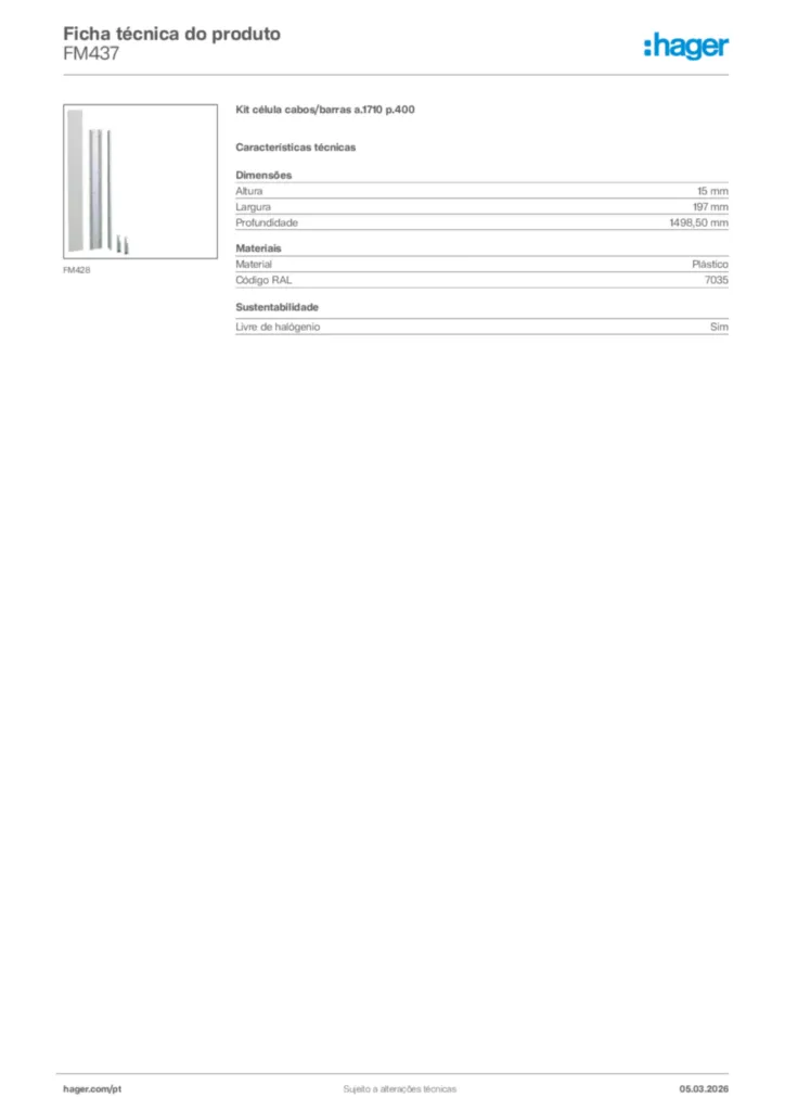 Imagem Hager Ficha técnica do produto FM437 | Hager Portugal