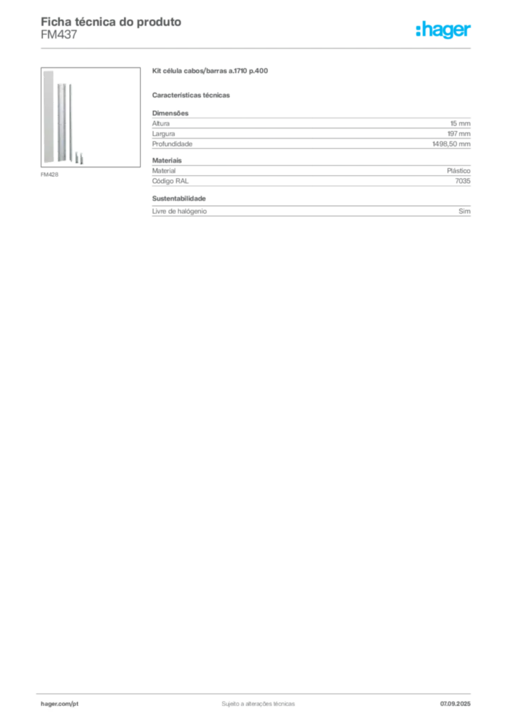 Imagem Hager Ficha técnica do produto FM437 | Hager Portugal