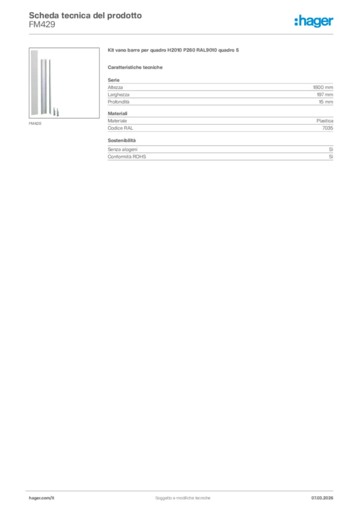 Immagine Hager Scheda tecnica del prodotto FM429 | Hager Italia