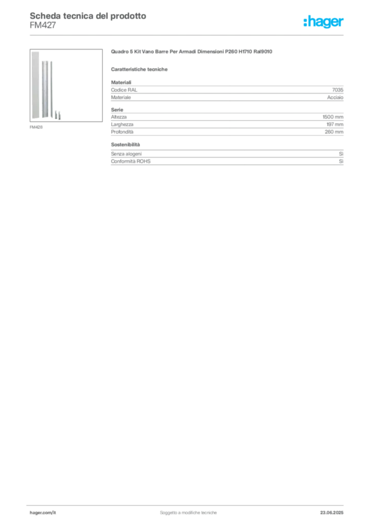 Immagine Hager Scheda tecnica del prodotto FM427 | Hager Italia