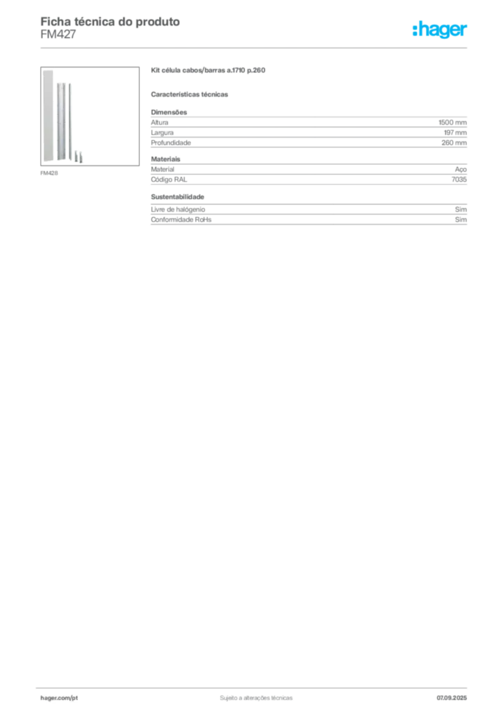 Imagem Hager Ficha técnica do produto FM427 | Hager Portugal