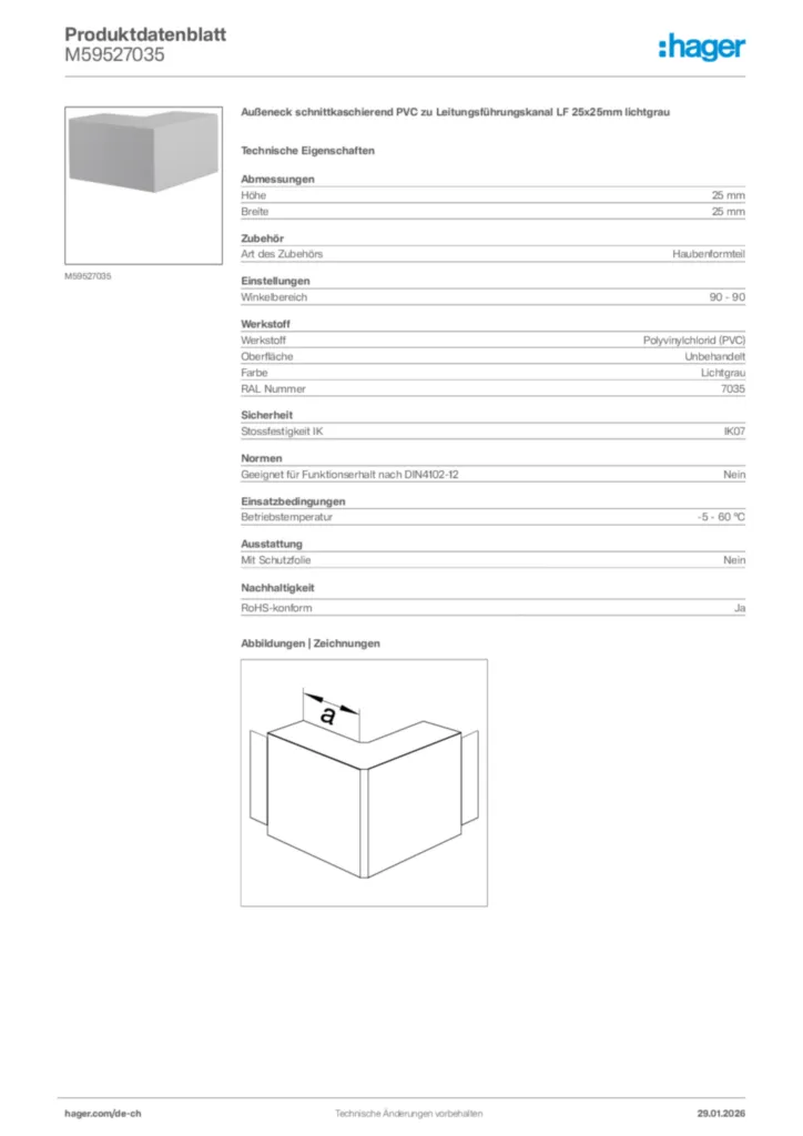 Bild Hager Produktdatenblatt M59527035 | Hager Schweiz