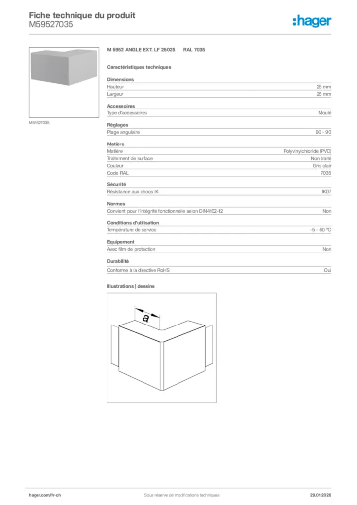 Image Hager Fiche technique du produit M59527035 | Hager Suisse
