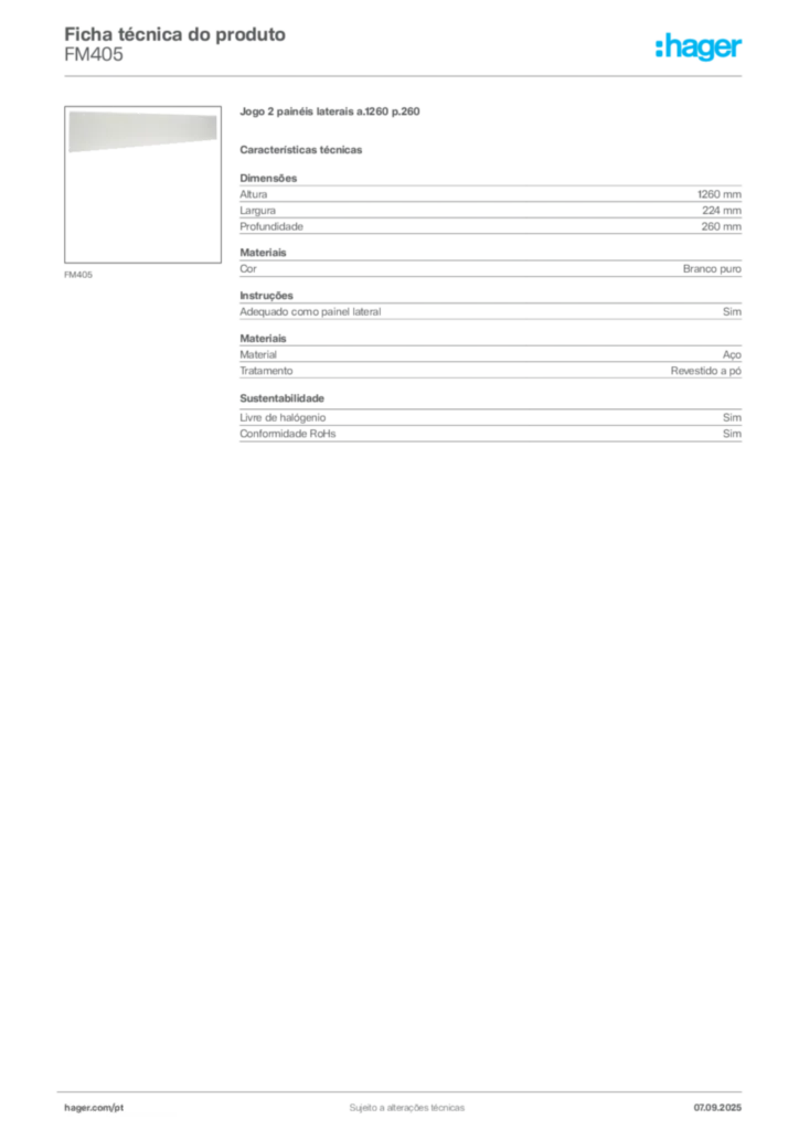 Imagem Hager Ficha técnica do produto FM405 | Hager Portugal