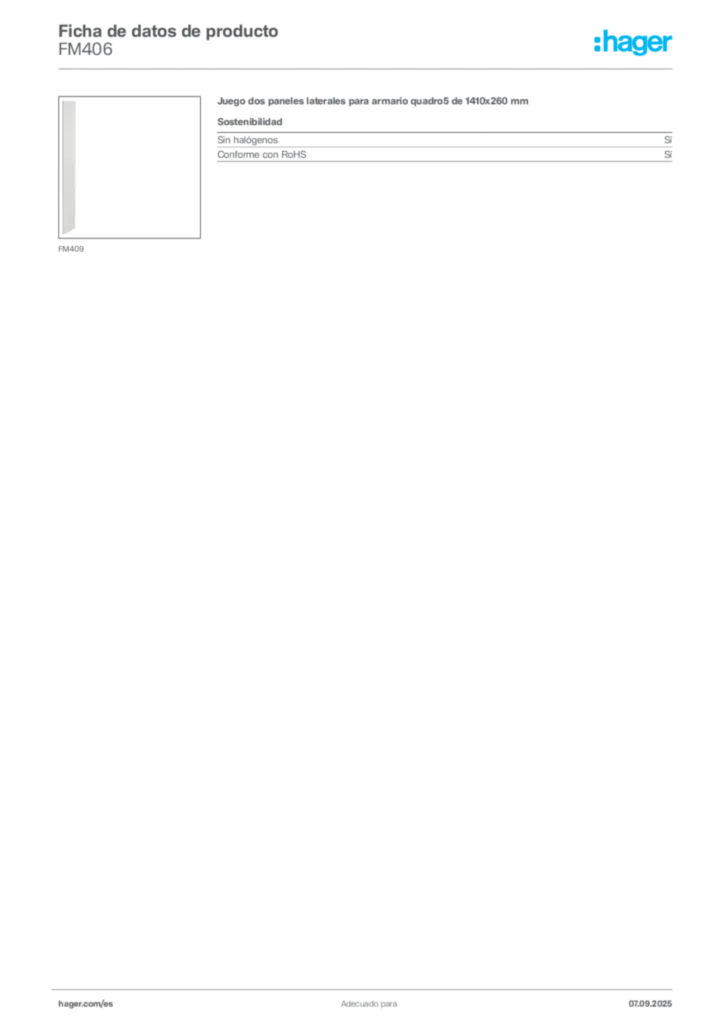 Imagen Hager Ficha de datos de producto FM406 | Hager España