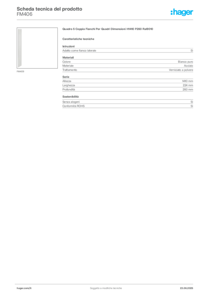 Immagine Hager Scheda tecnica del prodotto FM406 | Hager Italia