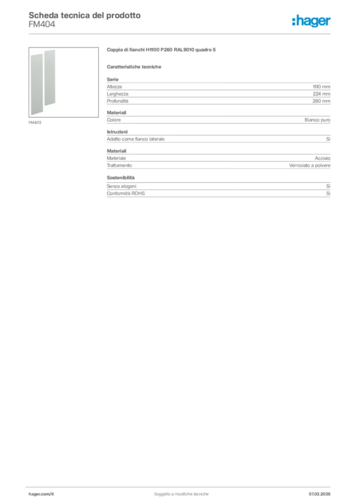 Immagine Hager Scheda tecnica del prodotto FM404 | Hager Italia