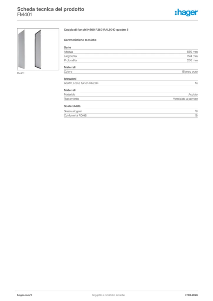 Immagine Hager Scheda tecnica del prodotto FM401 | Hager Italia