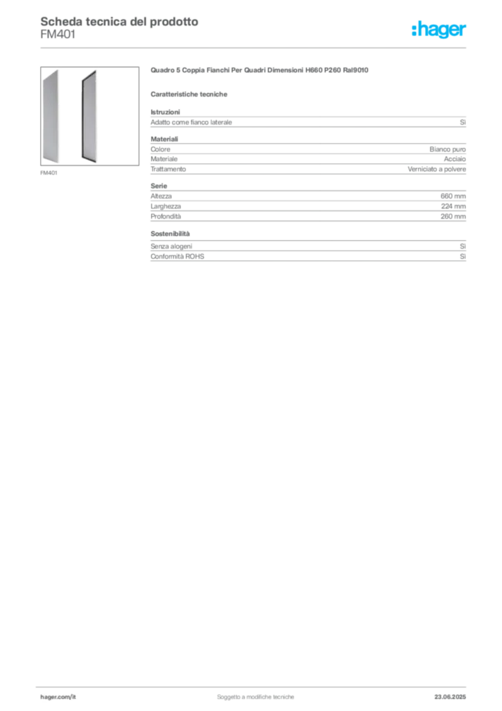 Immagine Hager Scheda tecnica del prodotto FM401 | Hager Italia