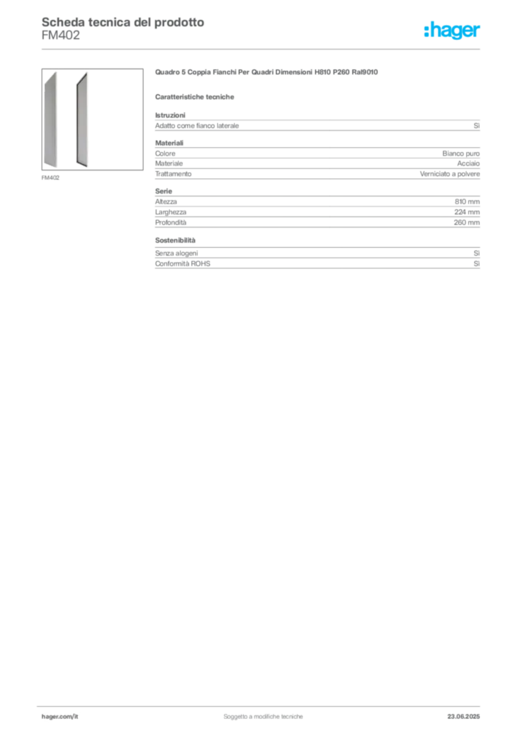 Immagine Hager Scheda tecnica del prodotto FM402 | Hager Italia