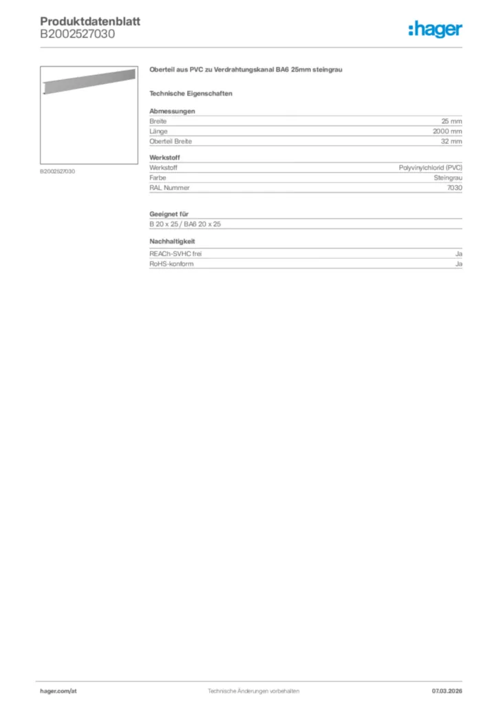Bild Hager Produktdatenblatt B2002527030 | Hager Deutschland