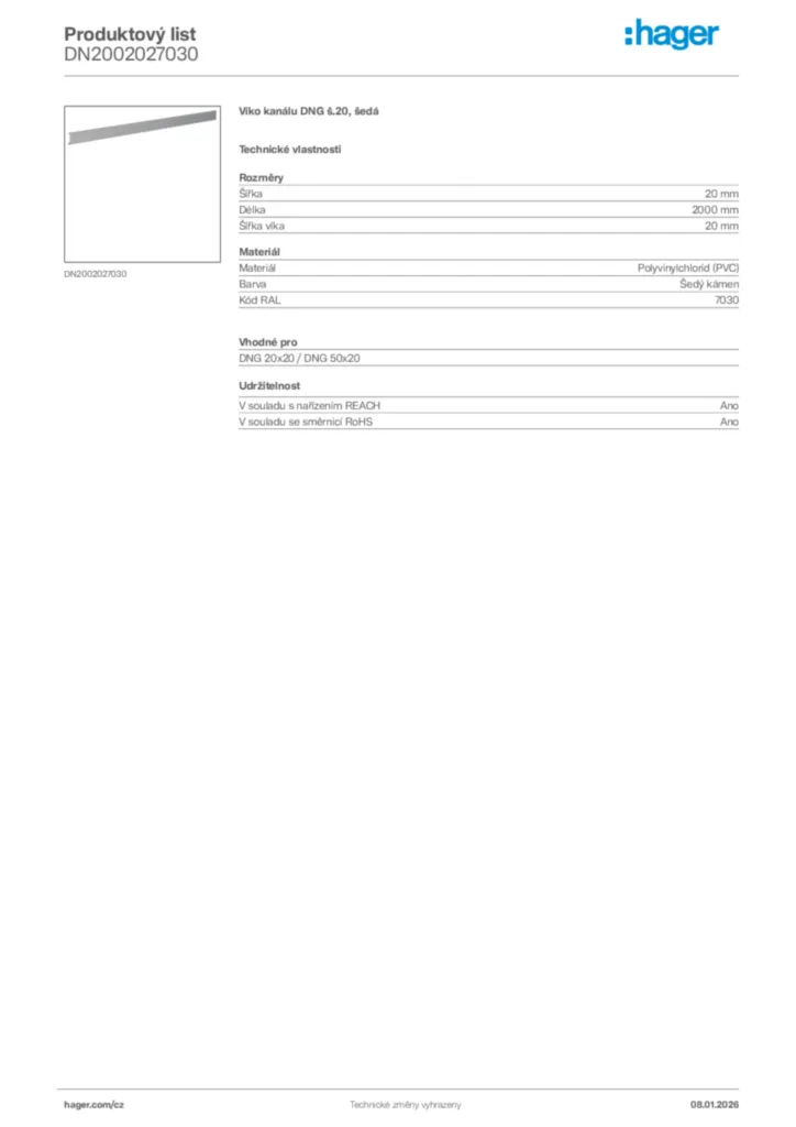 Obrázek Hager Product data sheet DN2002027030 | Hager