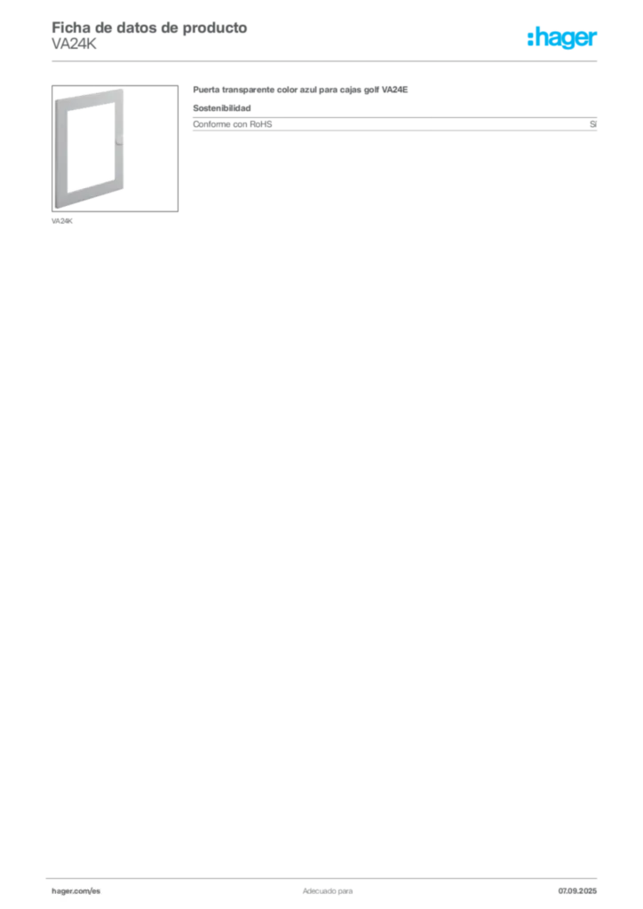 Imagen Hager Ficha de datos de producto VA24K | Hager España