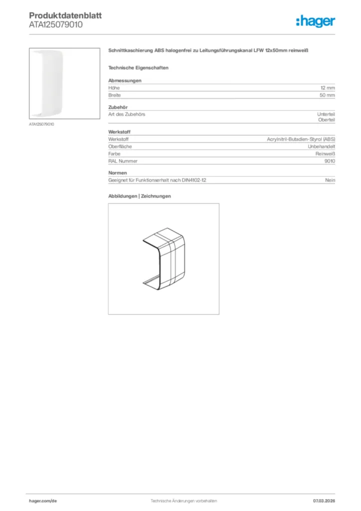 Bild Hager Produktdatenblatt ATA125079010 | Hager Deutschland