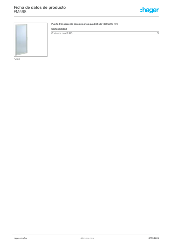 Imagen Hager Ficha de datos de producto FM568 | Hager España
