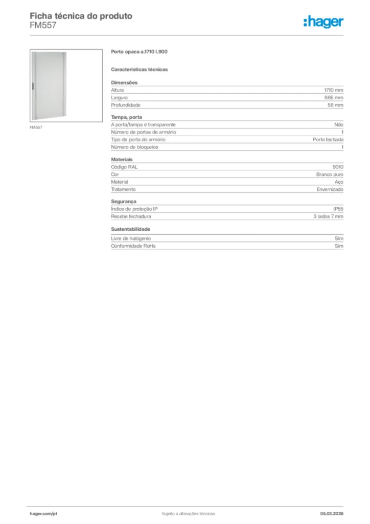 Imagem Hager Ficha técnica do produto FM557 | Hager Portugal