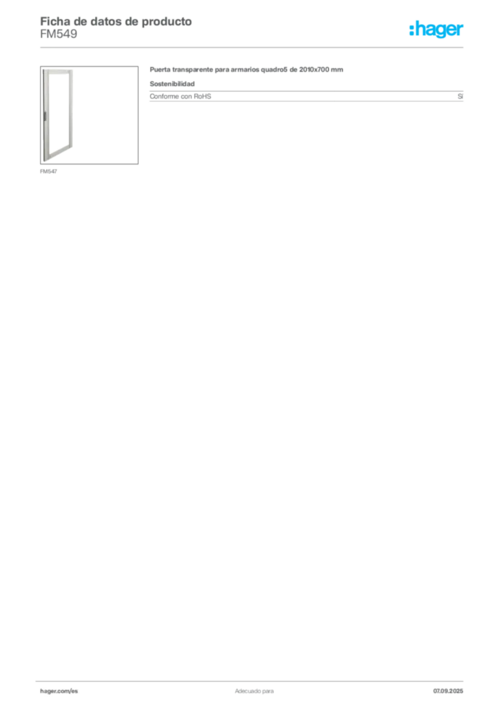 Imagen Hager Ficha de datos de producto FM549 | Hager España