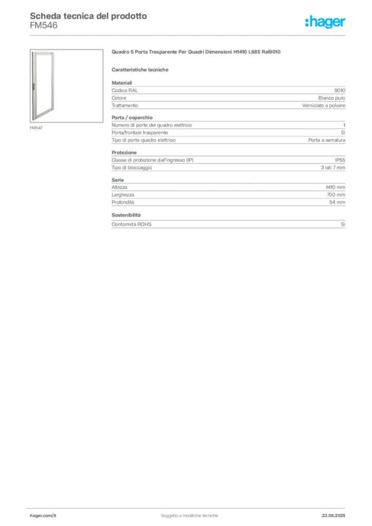 Immagine Hager Scheda tecnica del prodotto FM546 | Hager Italia