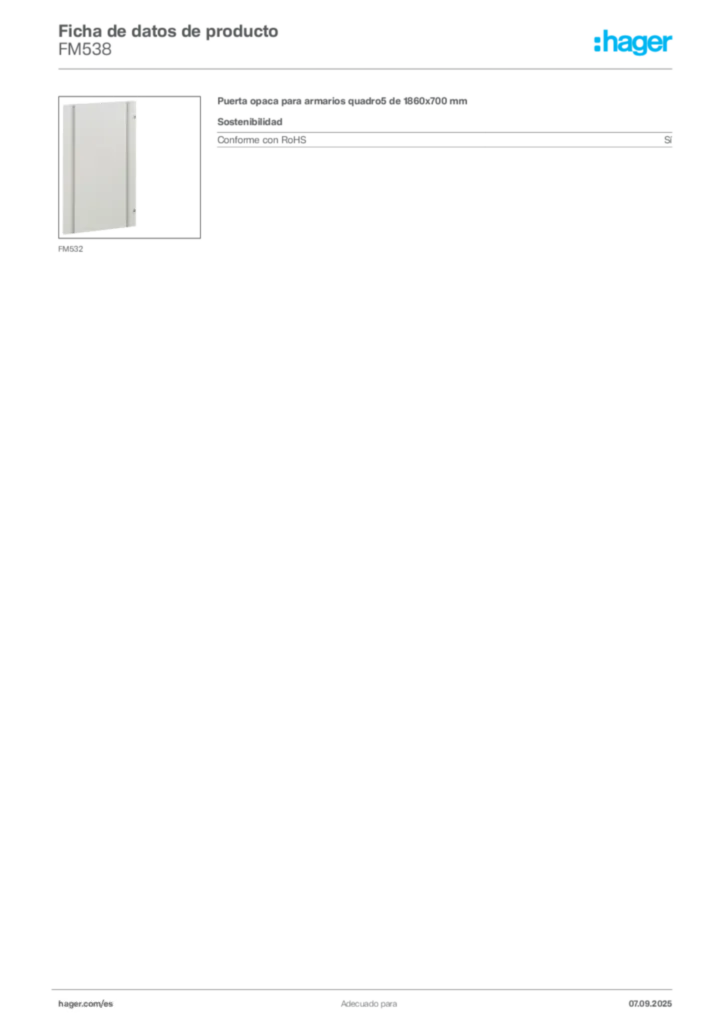 Imagen Hager Ficha de datos de producto FM538 | Hager España