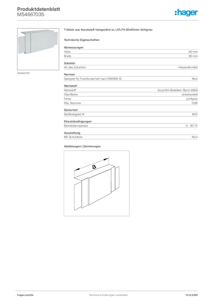Bild Hager Produktdatenblatt M54667035 | Hager Deutschland