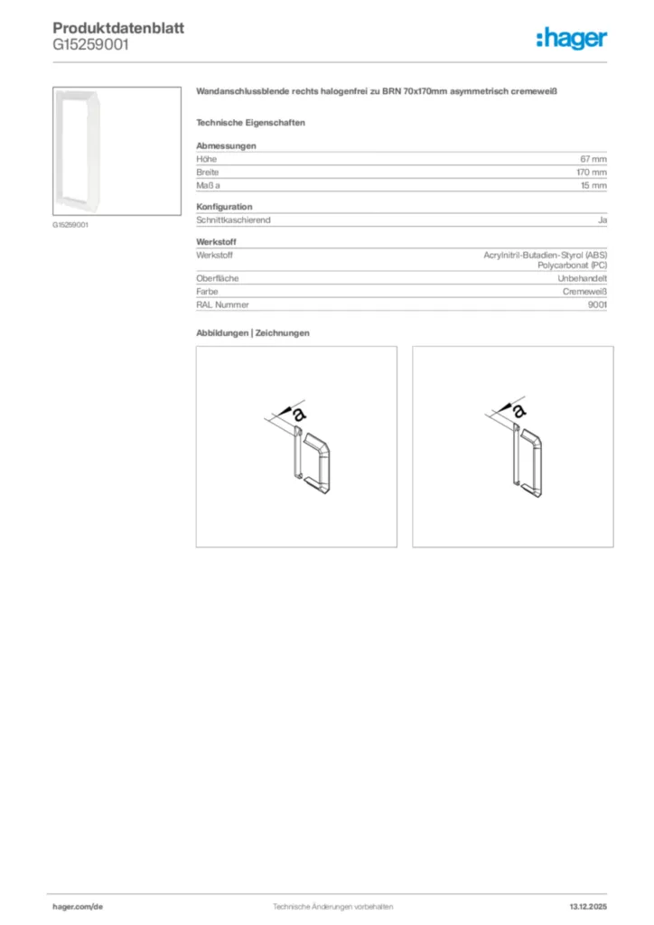 Bild Hager Produktdatenblatt G15259001 | Hager Deutschland