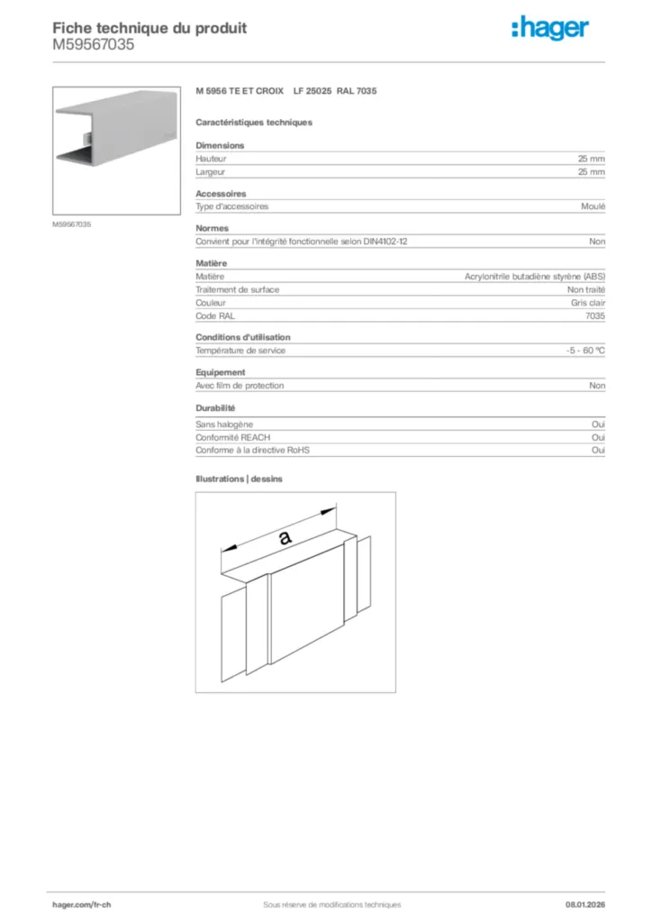 Image Hager Fiche technique du produit M59567035 | Hager Suisse