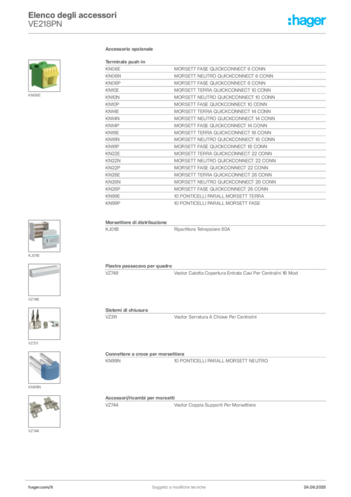 Immagine Hager Scheda tecnica del prodotto VE218PN | Hager Italia