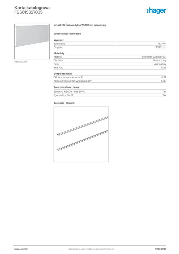 Zdjęcie Hager Karta katalogowa FB6015027035 | Hager Polska