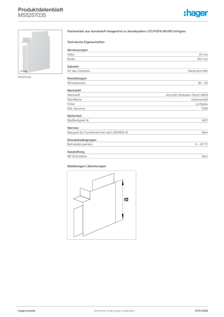 Bild Hager Produktdatenblatt M55257035 | Hager Deutschland