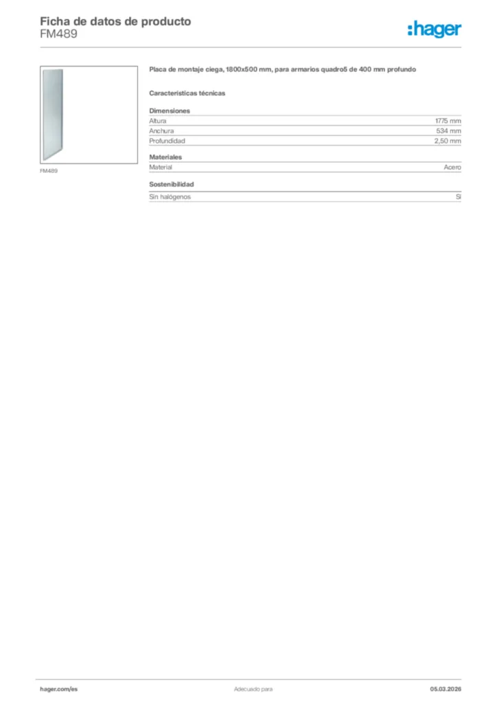 Imagen Hager Ficha de datos de producto FM489 | Hager España