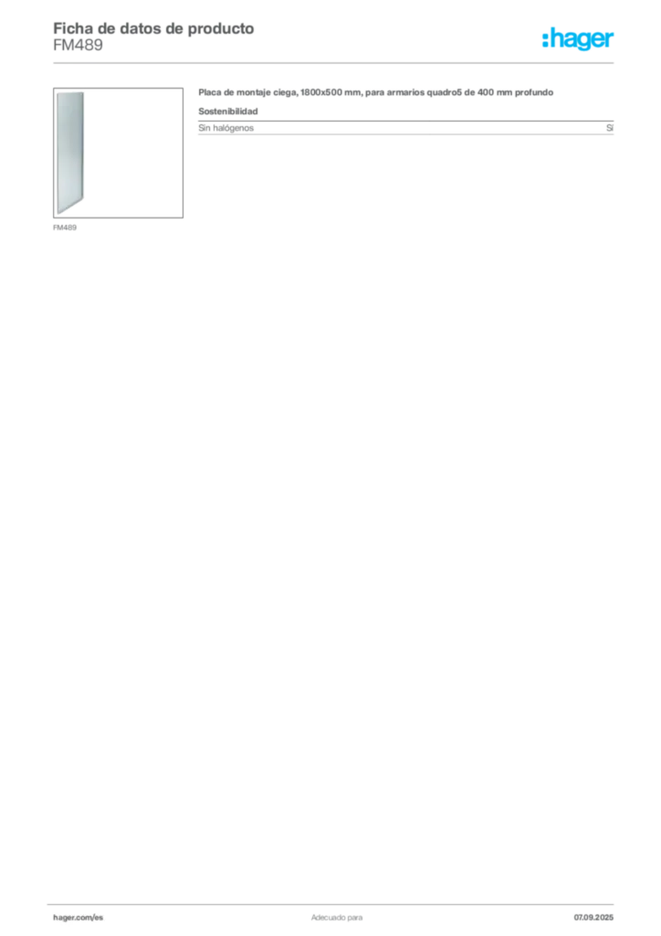 Imagen Hager Ficha de datos de producto FM489 | Hager España