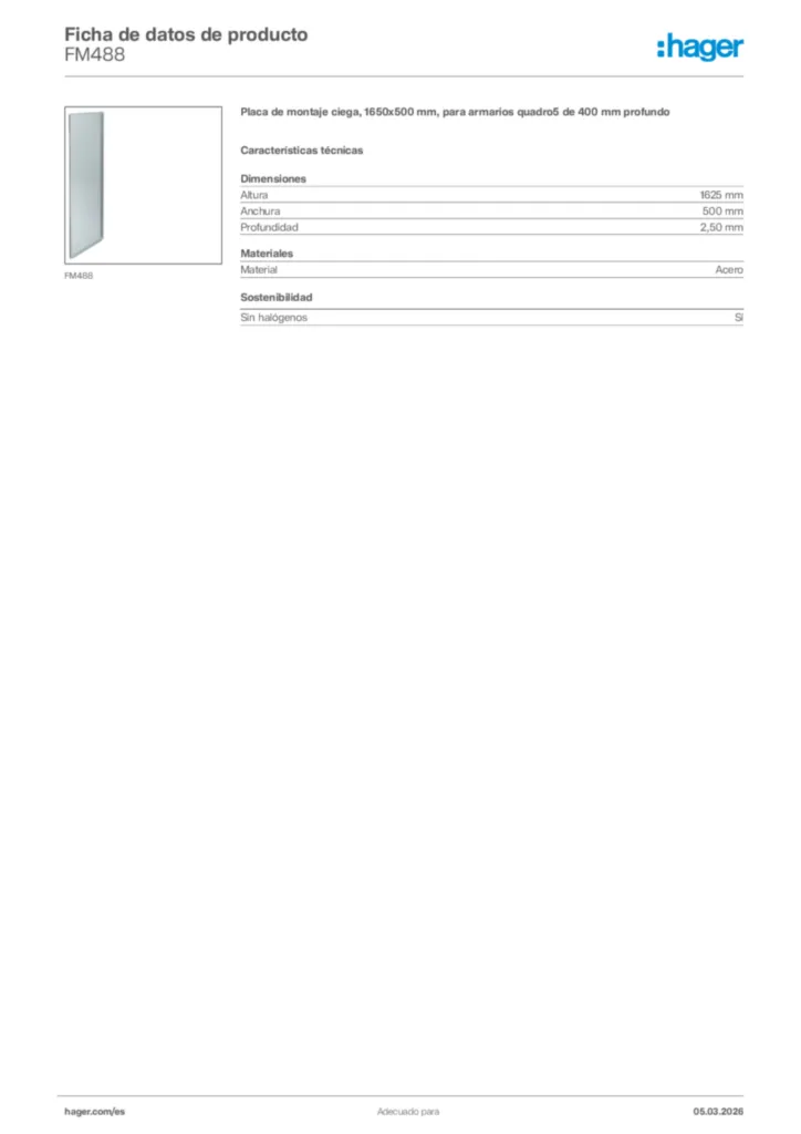 Imagen Hager Ficha de datos de producto FM488 | Hager España