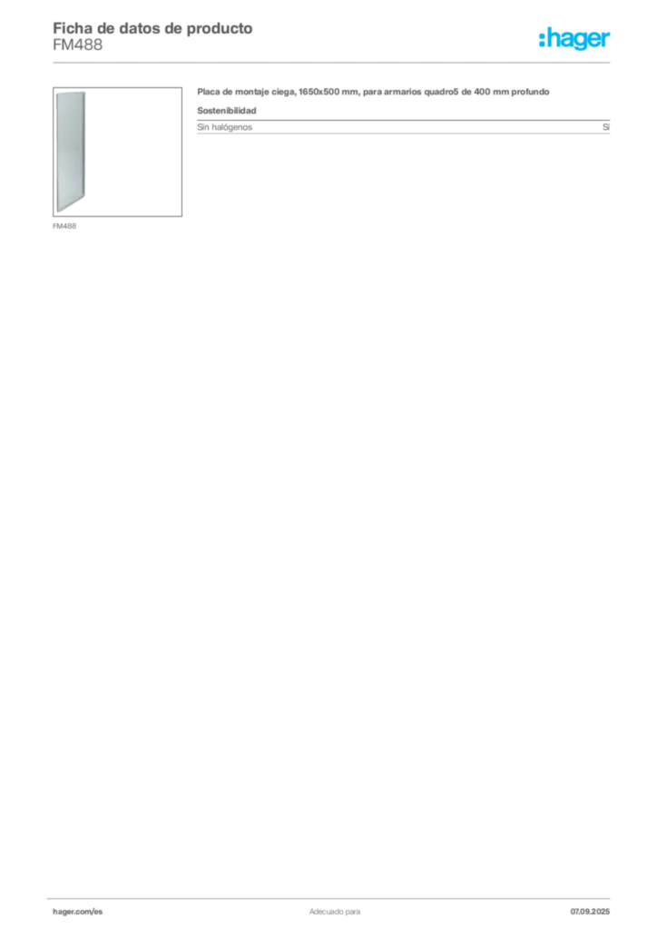 Imagen Hager Ficha de datos de producto FM488 | Hager España
