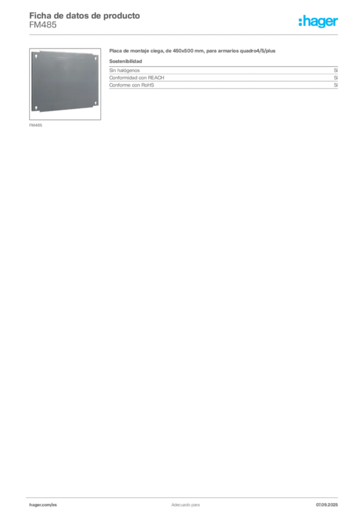 Imagen Hager Ficha de datos de producto FM485 | Hager España