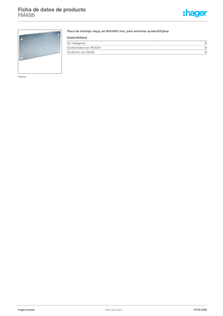 Imagen Hager Ficha de datos de producto FM486 | Hager España