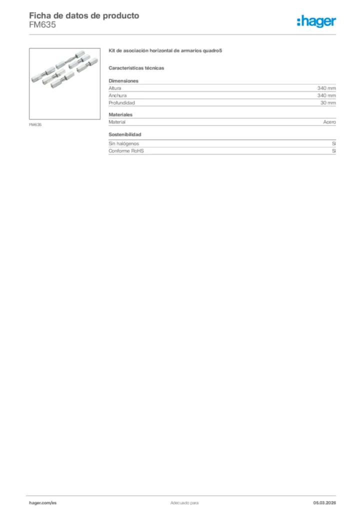 Imagen Hager Ficha de datos de producto FM635 | Hager España