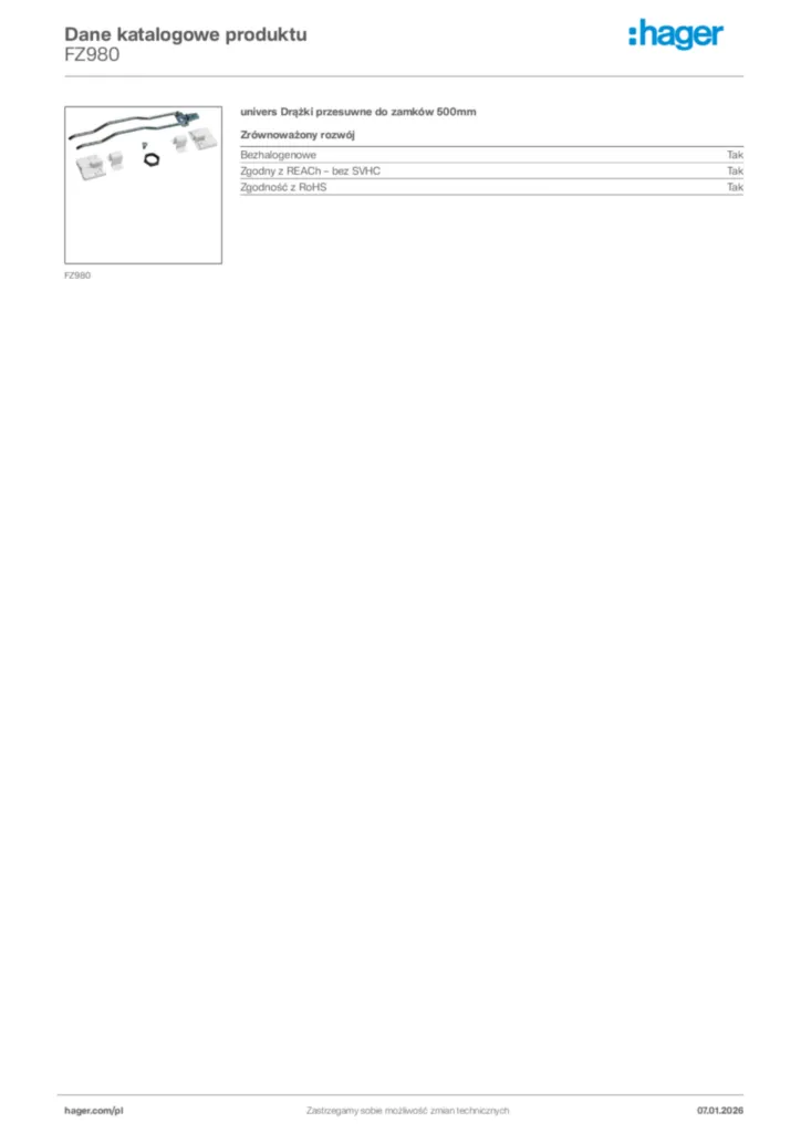 Zdjęcie Hager Karta katalogowa FZ980 | Hager Polska