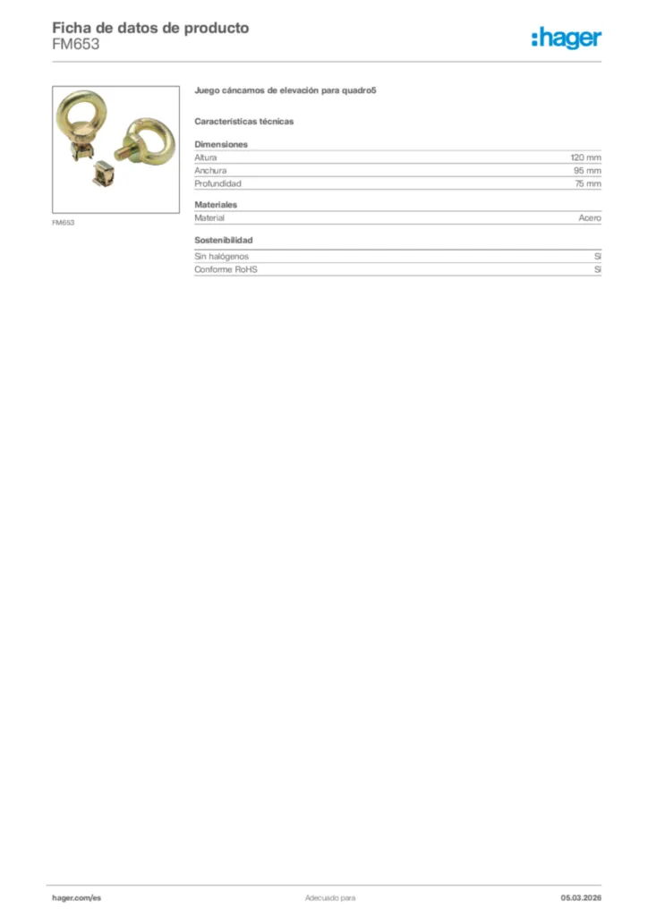 Imagen Hager Ficha de datos de producto FM653 | Hager España