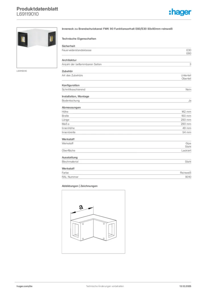 Bild Hager Produktdatenblatt L69119010 | Hager Deutschland