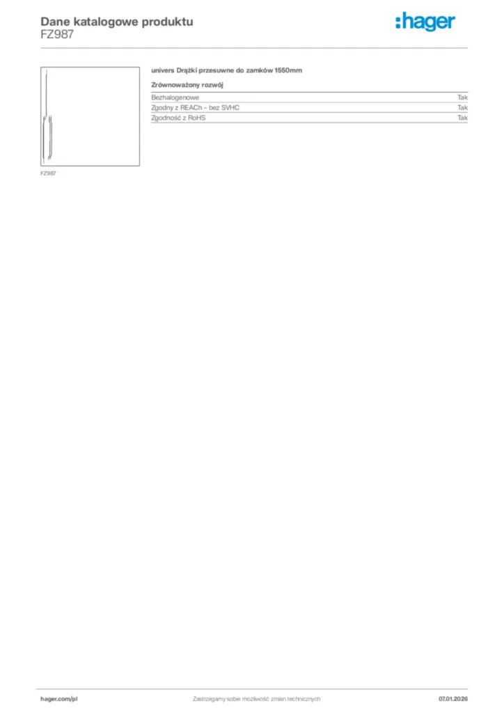 Zdjęcie Hager Karta katalogowa FZ987 | Hager Polska