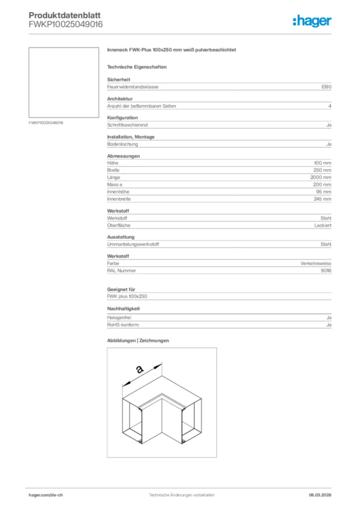 Bild Hager Produktdatenblatt FWKP10025049016 | Hager Schweiz
